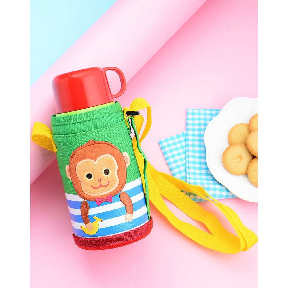 LHC1435MKY – Bình nước giữ nhiệt Cartoon (Monkey) Kids Vacuum Bottle 550ml bằng thép không gỉ, hiệu Lock&Lock – màu xanh lá cây