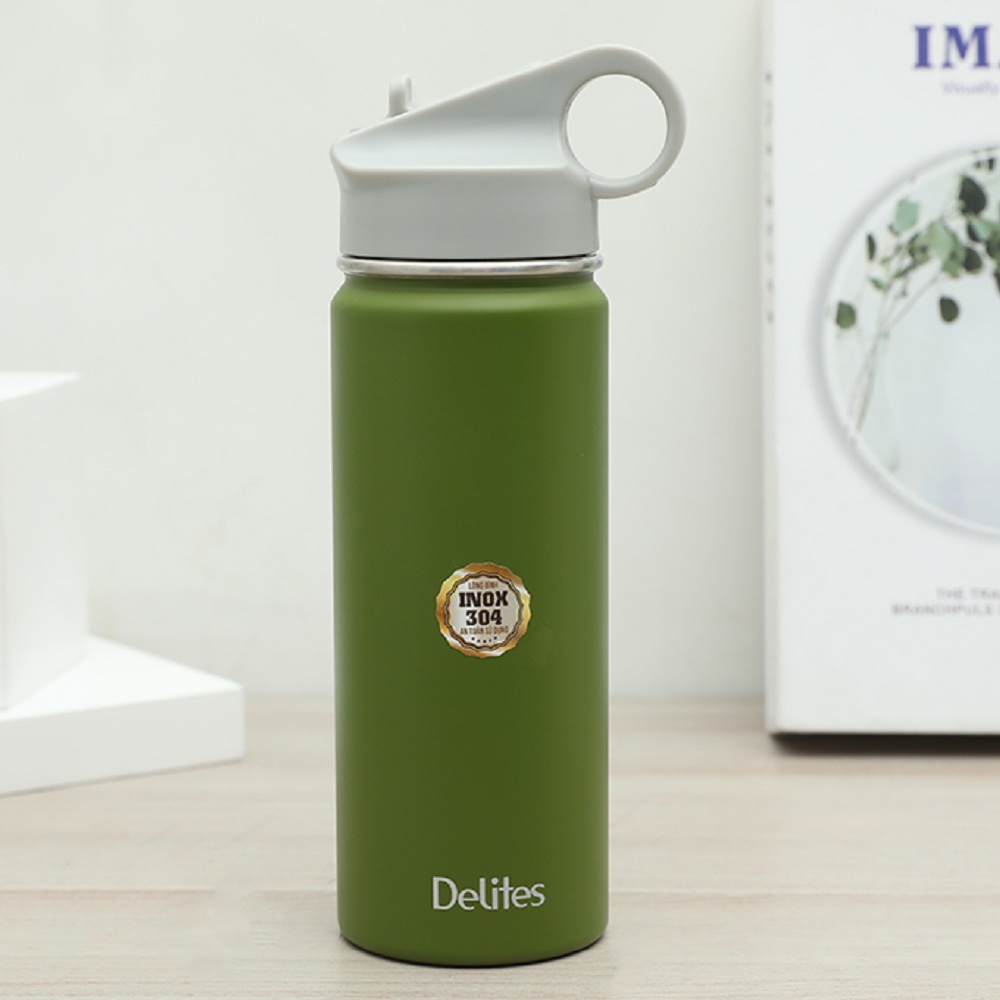 Bình giữ nhiệt inox 530 ml delitesy1 xanh lá