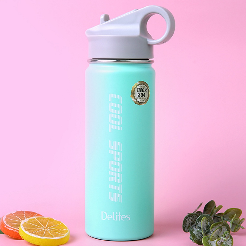 Bình giữ nhiệt inox 530 ml delites y1 màu xanh ngọc