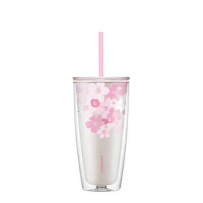 HAP509WHT – Ly nhựa hai lớp LocknLock Double Wall Cold Cup Cherry Blossom 750ml – Màu trắng